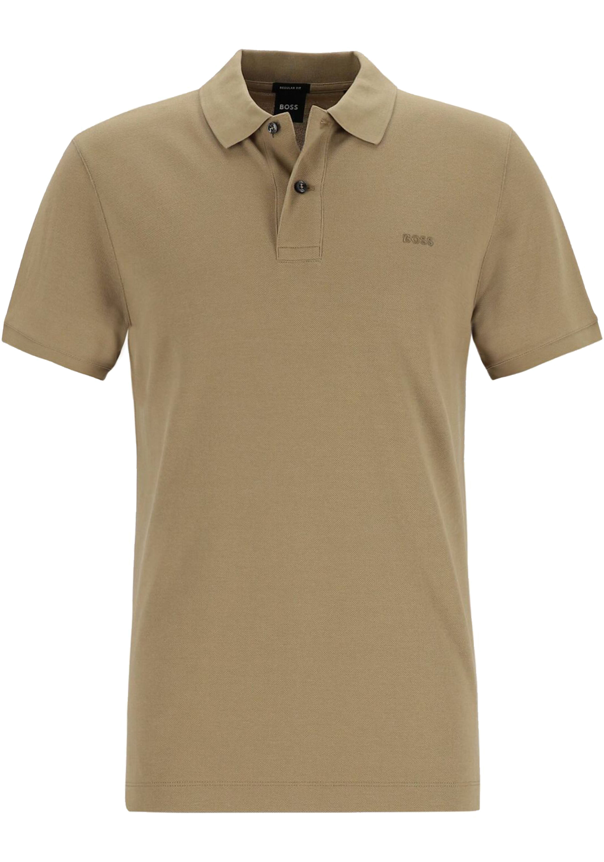 BOSS Pallas regular fit polo, pique, donker beige